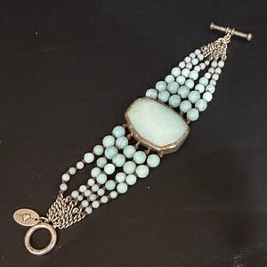 Chan Luu Silver and Light Blue Beaded Bracelet